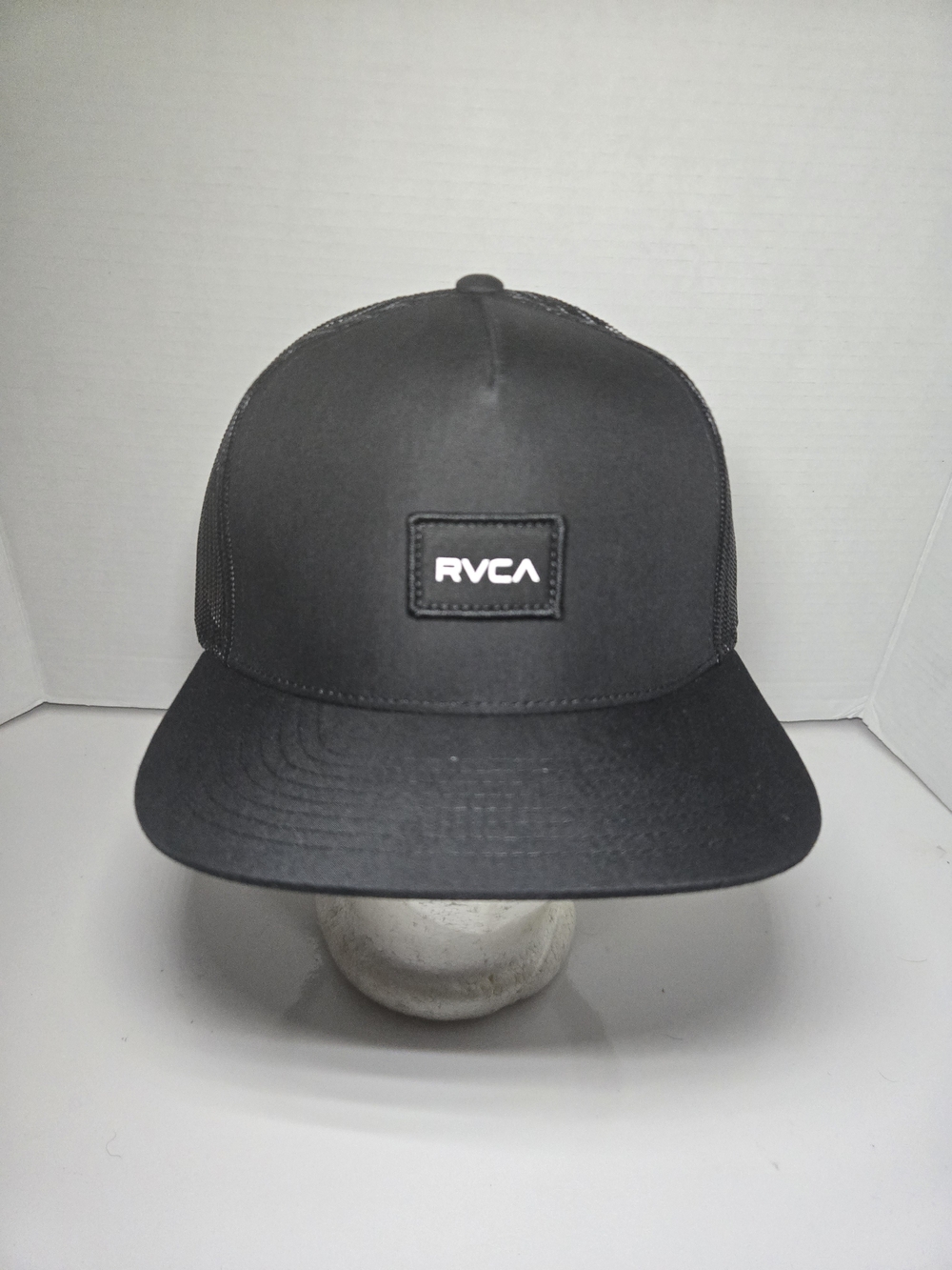 New RVCA Black Mesh Trucker Hat with Patch Logo